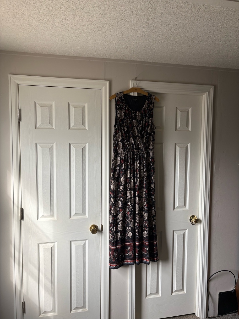 Garnet Hill Black Floral Sleeveless Maxi Dress
